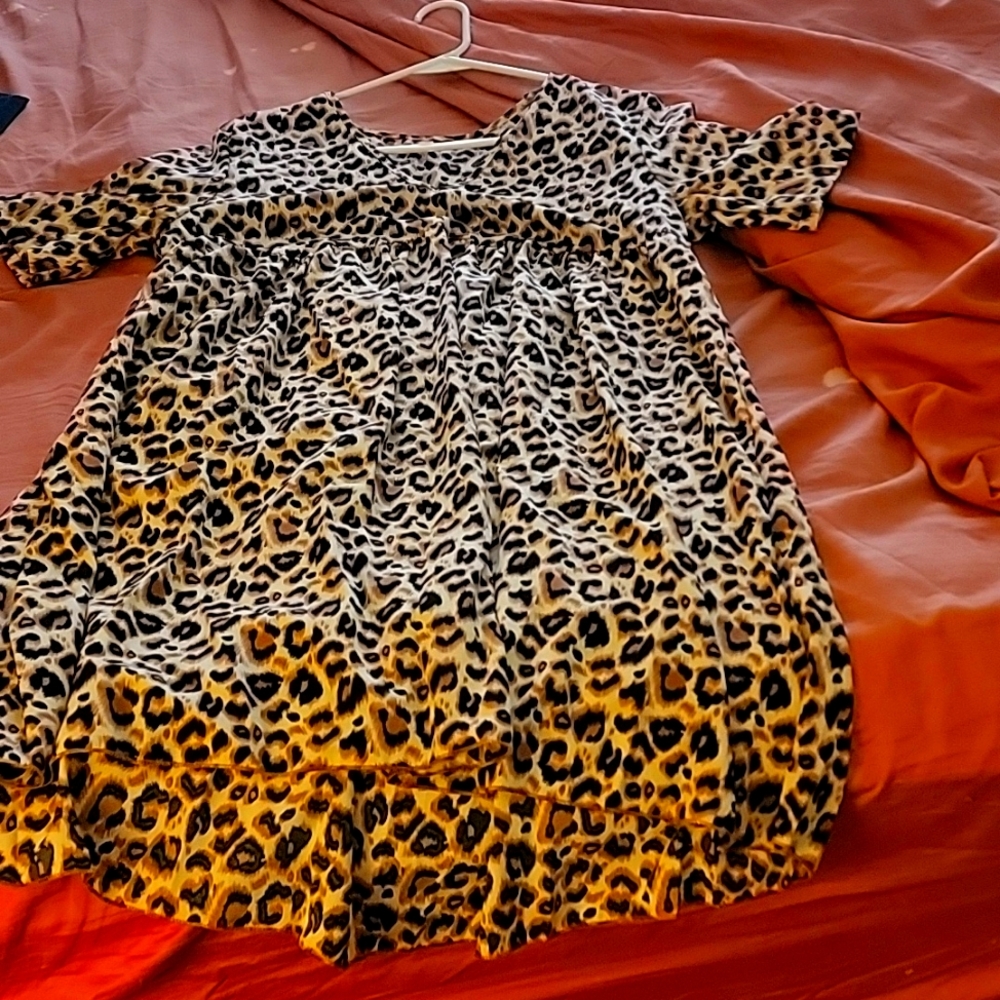 Leopard print baby doll dress